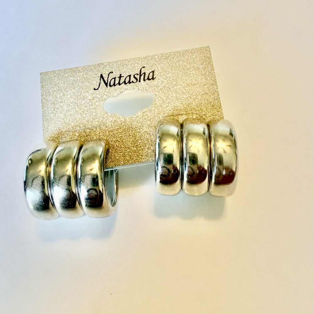 Natasha Silver Tone Hoop Earrings